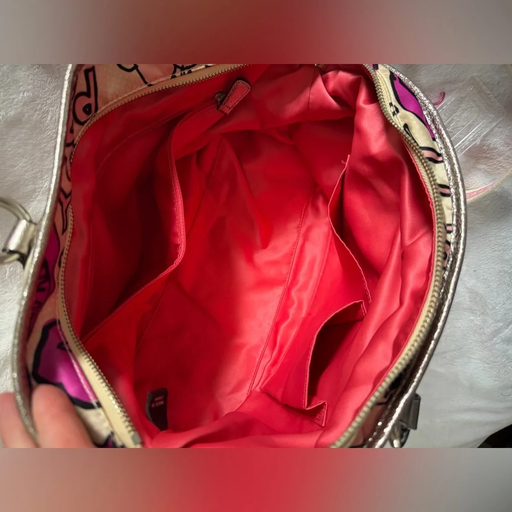 Coach Poppy Petal Print Lurex Rocker Hand Bag Crossbody Bag Strap #16308 EUC - Picture 10 of 11